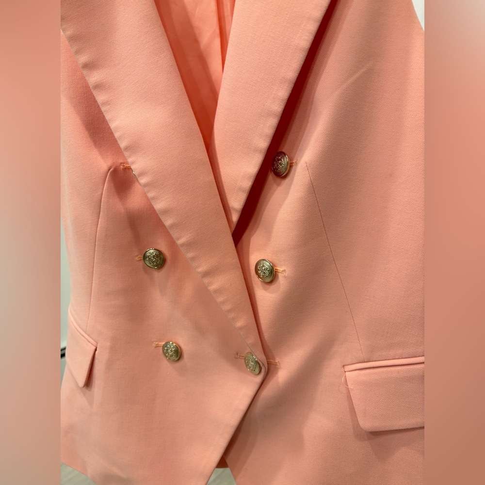 White House Black Market Peach Double-Breasted Vest - Picture 3 of 6